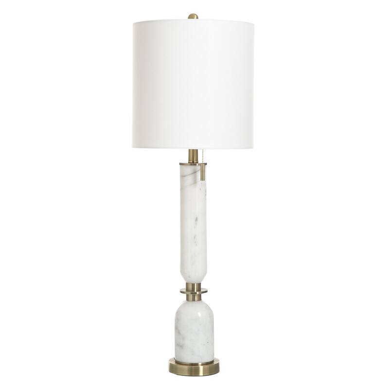 StyleCraft Marble Table Lamp - Kelz Gold - White Shade - Kelz Gold, White