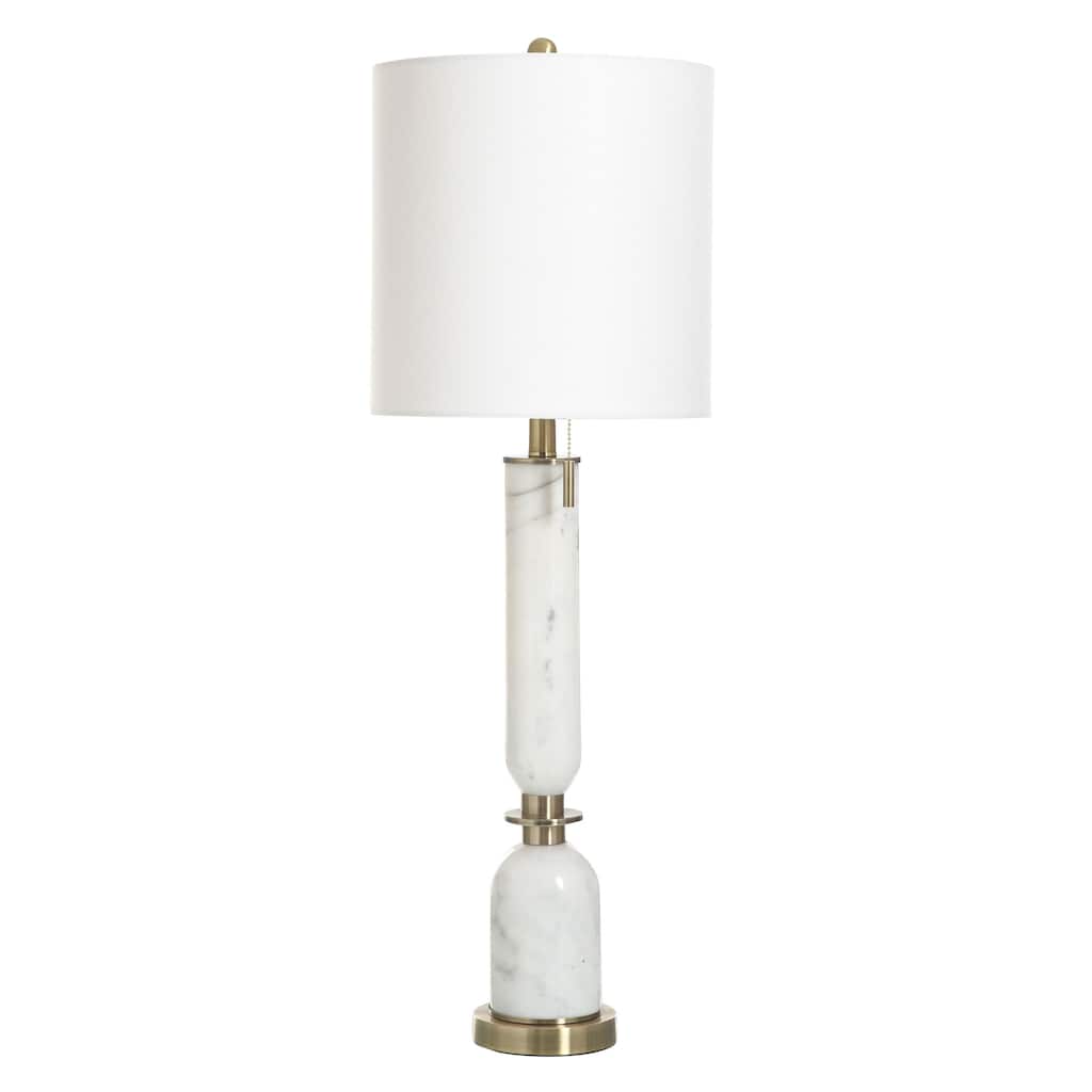 StyleCraft Marble Table Lamp - Kelz Gold - White Shade