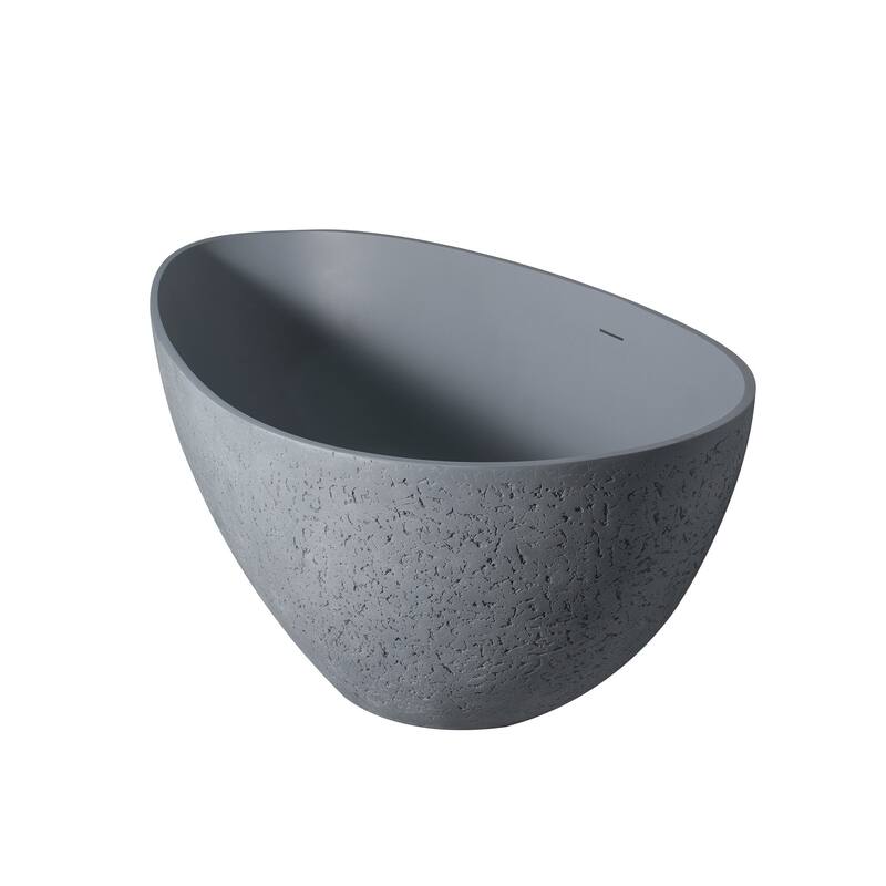 65 in.W Solid Surface Freestanding Flatbottom Soaking Bathtub - 65" x 33"