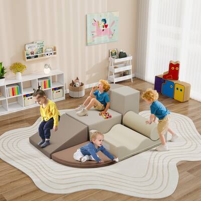 7-Piece Soft Foam Toddler Climbing Set - Indoor Climb & Crawl Activity Gym for Kids, Baby Play Mat