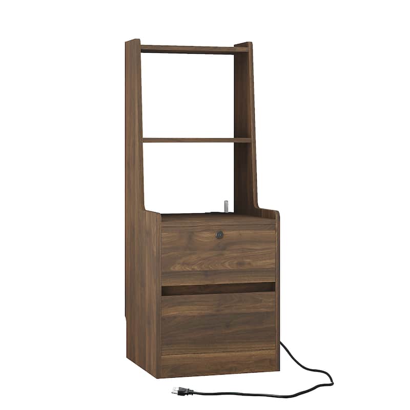 Nightstands with Charging Station,Night Light,Bookshelf (Set of 2)