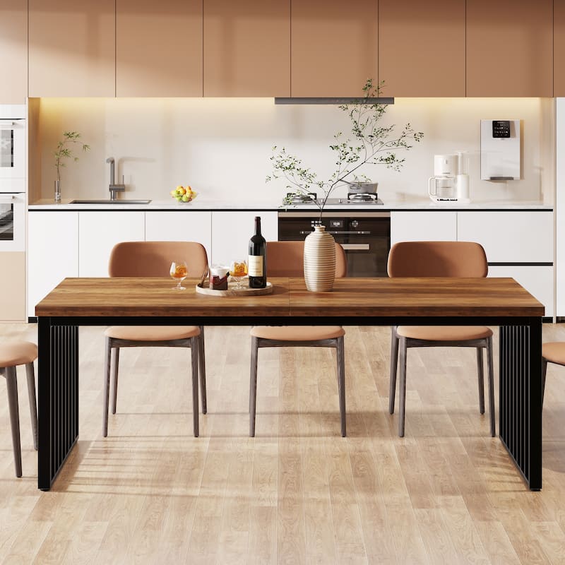 78.74-inch Kitchen Dining Table with Metal Legs
