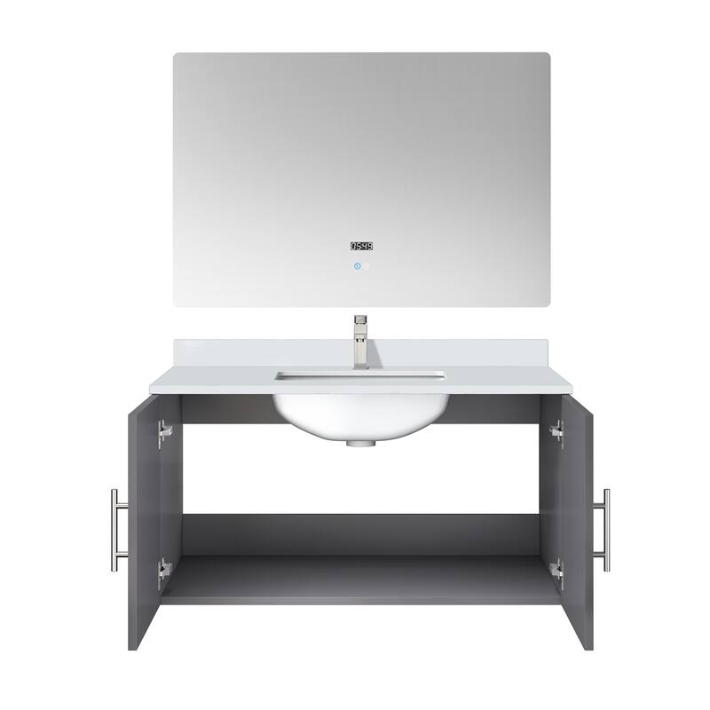36" Bathroom Vanity with Marble Top, Stainless Steel Faucet, 36x32 Mirror Included, Scratch & Stain Resistant Surface