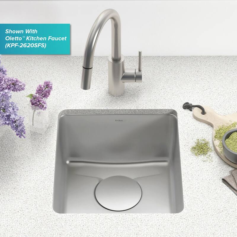 Kraus Dex 17" Single Basin 16 Gauge Stainless Steel Kitchen Sink for