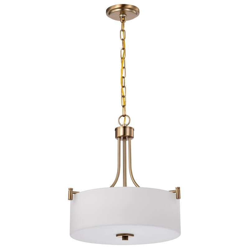 Liam 3 Light Pendant Burnished Brass White Opal Glass - Burnished Brass