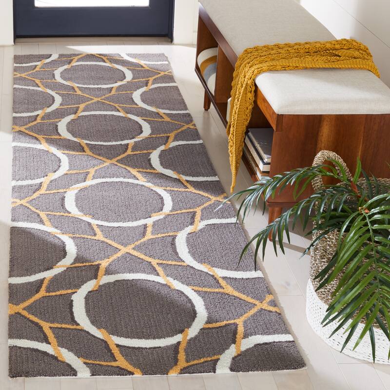 SAFAVIEH Handmade Four Seasons Penka Floral Rug - 2'3" x 8' Runner - Grey/Ivory