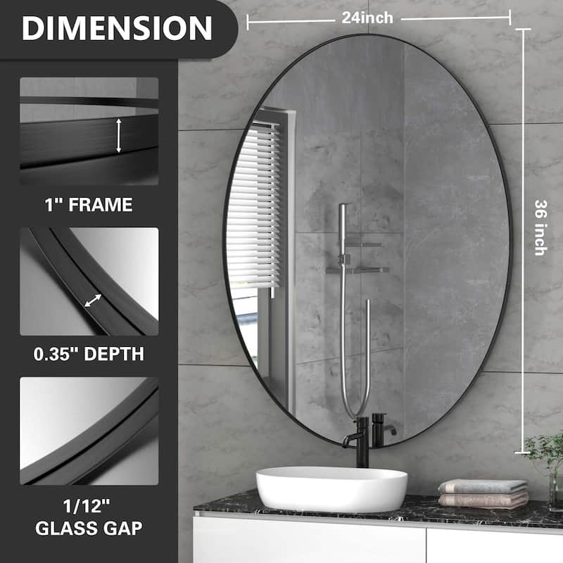 Wall Mirror Bathroom Mirror with Stainless Steel Frame (1 Piece)