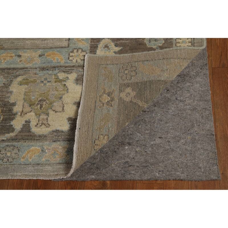 Vegetable Dye Oushak Turkish Area Rug Hand-Knotted Grey Wool Carpet - 8'10" x 11'10"