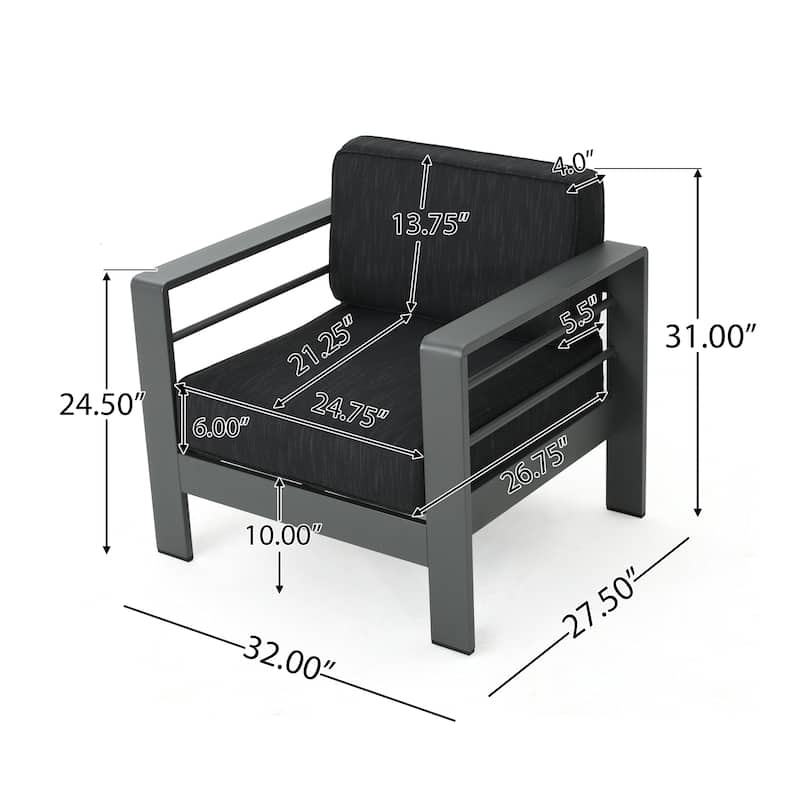 Cape Coral Outdoor Aluminum 5-piece Chat Set with Cushions & Fire Table by Christopher Knight Home