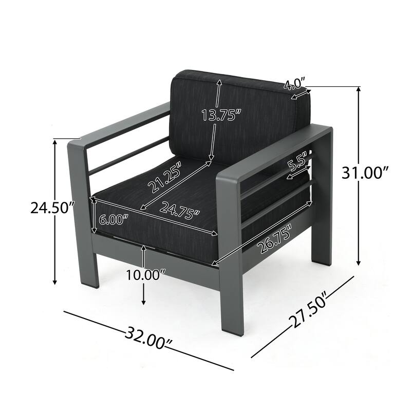 Cape Coral Outdoor Aluminum Tempered Glass 7-piece Chat Set with Cushions by Christopher Knight Home