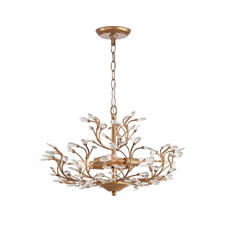 Flavia 4-light Crystal Beaded 9-Branch Chandelier - Brushed Brass