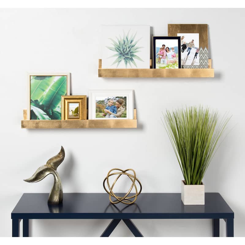 Levie 24 inch 2-Pack Wood Wall Picture Frame Holder Ledge
