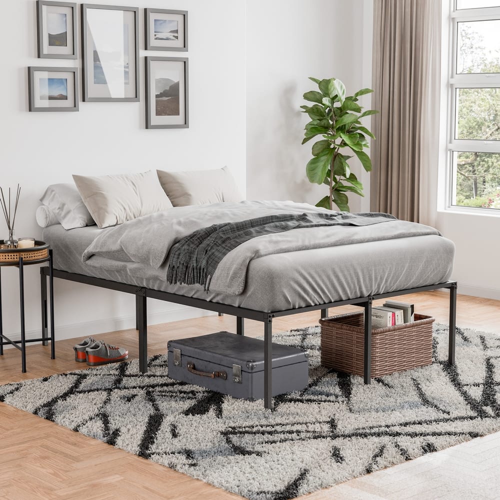 Jet 18-inch Metal Platform Bed Frame with Under-Bed Storage Space, No-Box Spring Needed