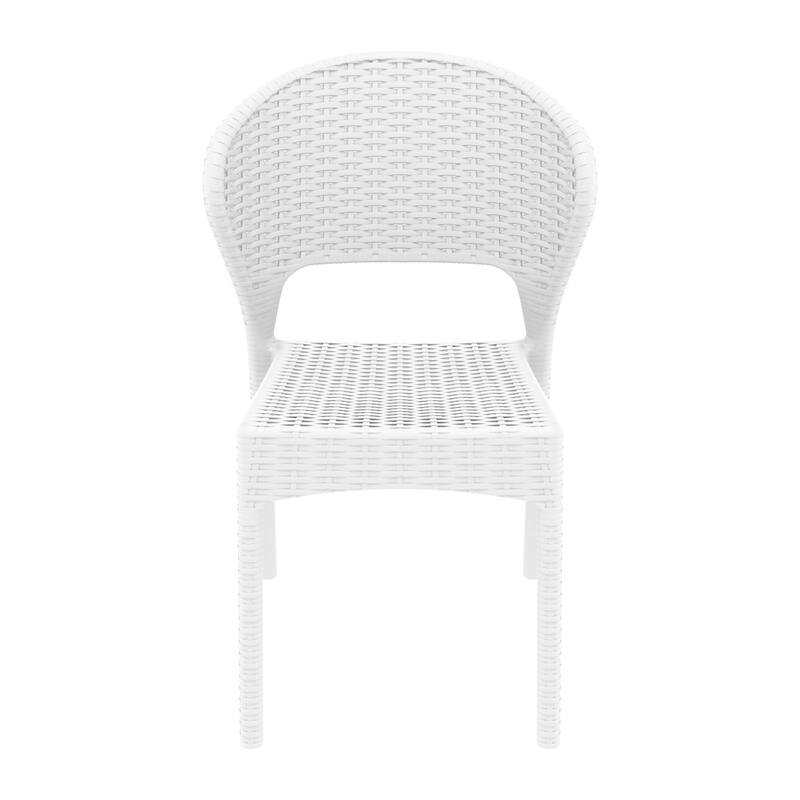 32" White Patio Wickerlook Stackable Dining Chair
