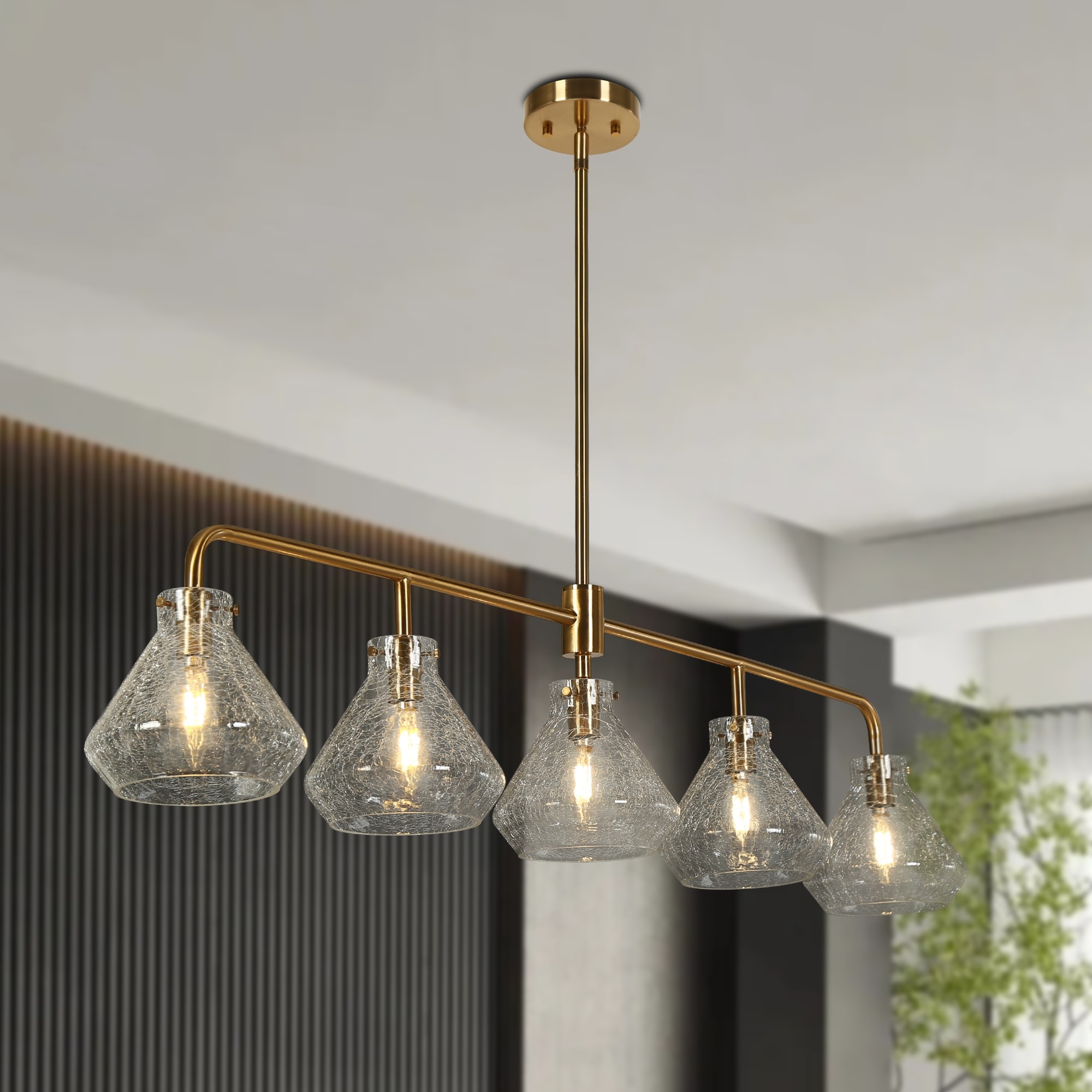 Modern Glam Gold Linear 43-inch Island Farmhouse Dining Chandelier