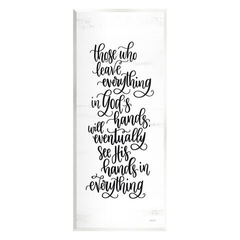 Stupell Industries God's Hands Religious Script Calligraphy Spiritual Phrase Wood Wall Art, Design by Imperfect Dust