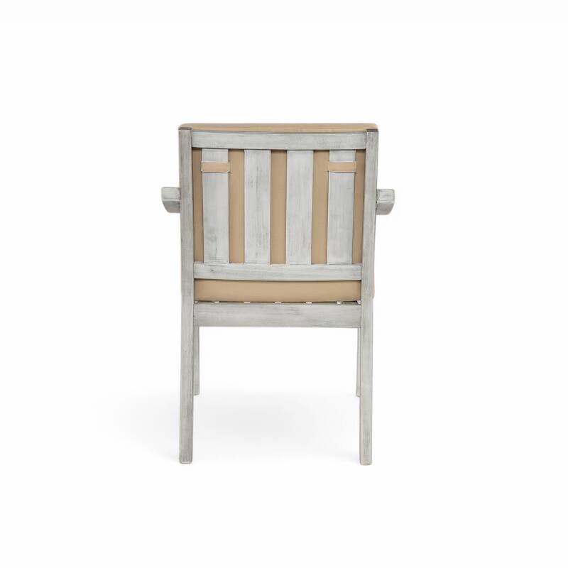 Outdoor Dinning Set 4-Person Outdoor Wooden Dinning Set with an Umbrella Hole and Removable Cushions for Patio, Backyard