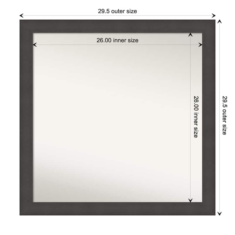 Blaine Narrow Non-Beveled Framed Bathroom Vanity Wall Mirror - Blaine Light Pewter Narrow - Glass Size 26x26