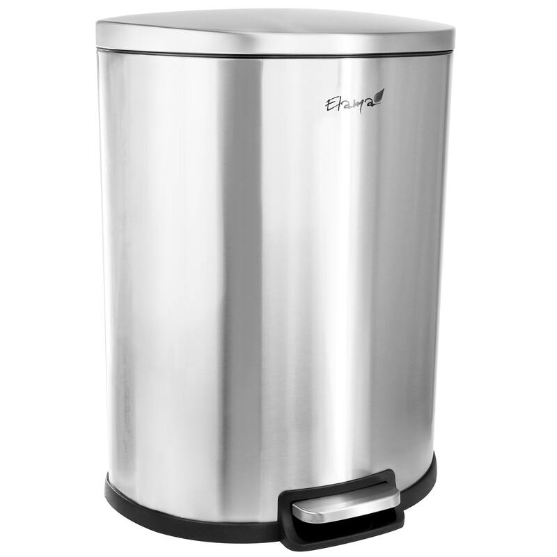 Elama 50Litter 13 Gallon Half Circle Stainless Steel Step Trash Bin with Slow Close Mechanism in Matte Silver