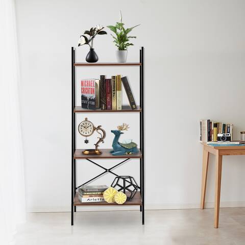 57" Simple And Beautiful Four Story Steel Wood Bookshelf