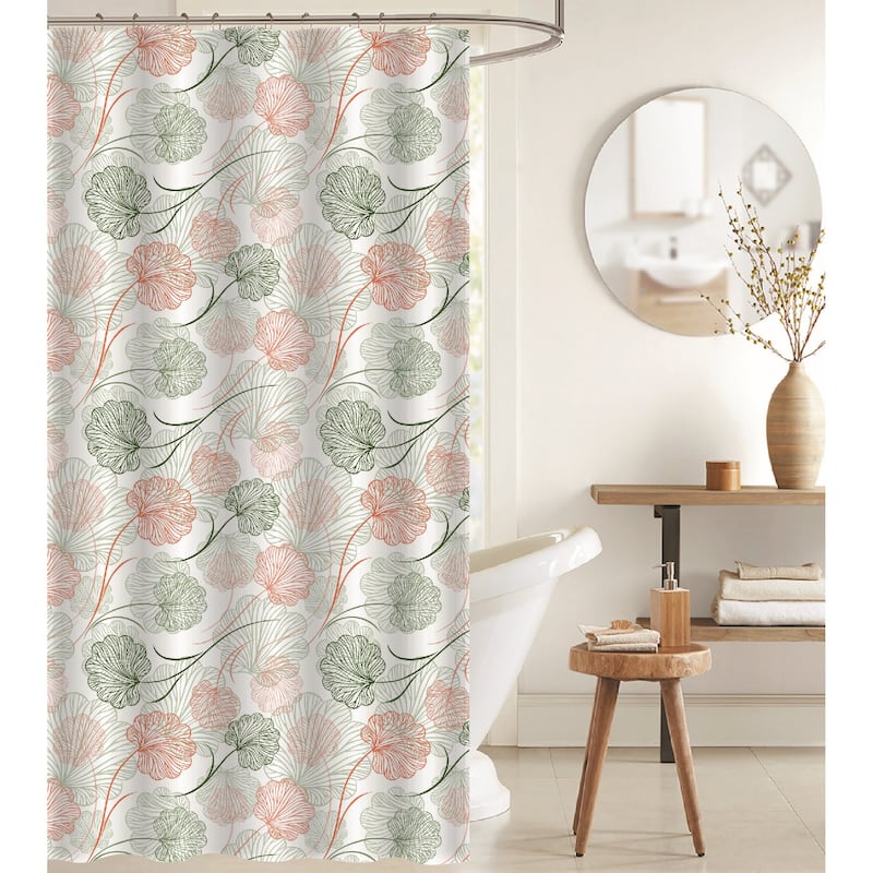 IH Casa Decor Peva Shower Curtain With 12 Polyresin Hooks Wispy Floral