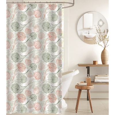 IH Casa Decor Peva Shower Curtain With 12 Polyresin Hooks Wispy Floral
