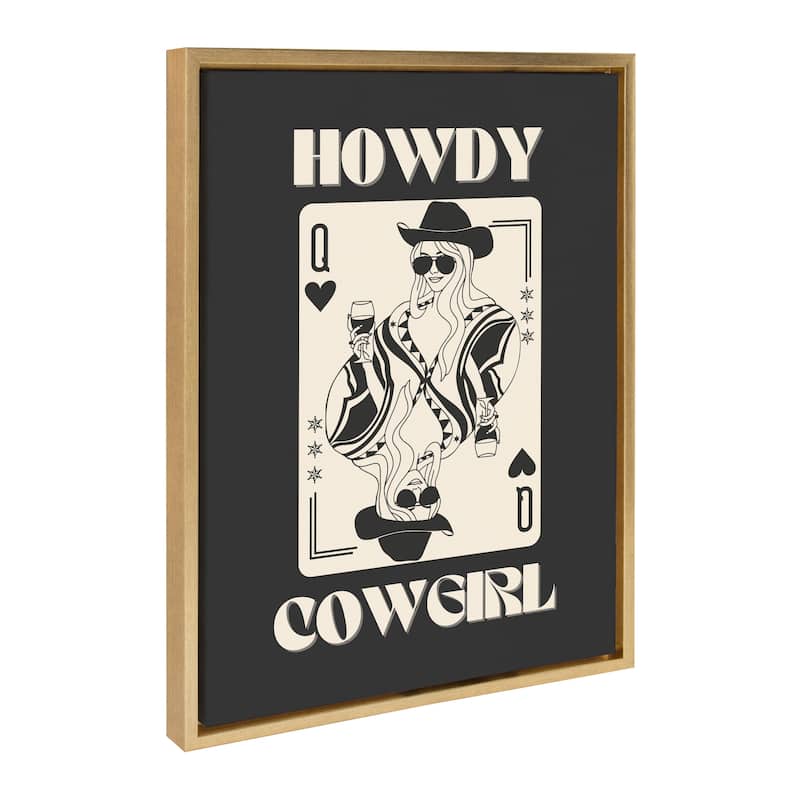 Kate and Laurel Sylvie Howdy Cowgirl Queen Framed Canvas by Honey Island Studio - 18x24 - Yellow
