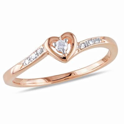 Miadora Rose Plated Sterling Silver Diamond Accent Heart Promise Ring