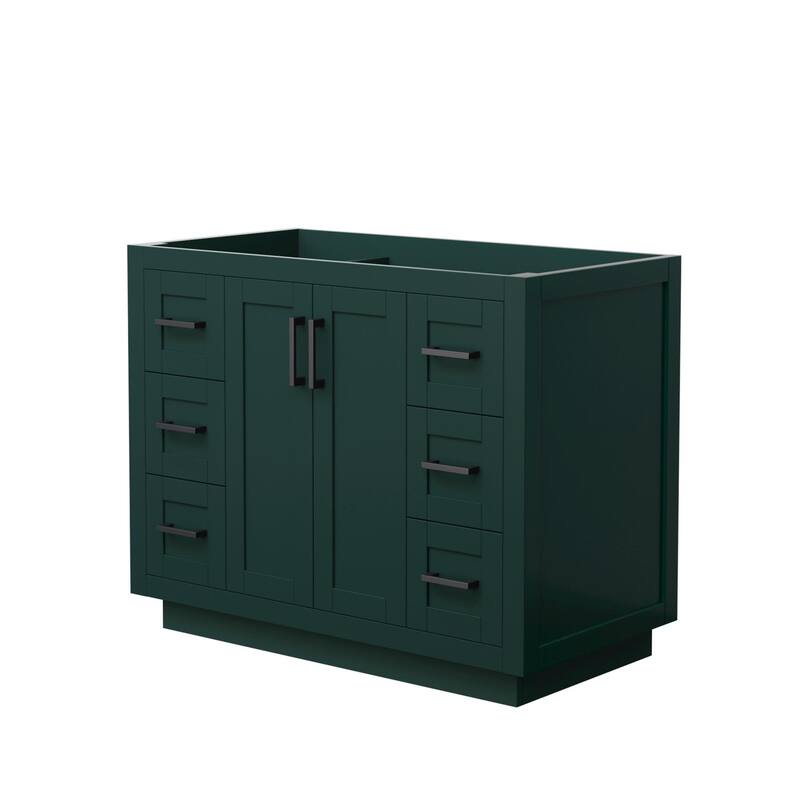 Wyndham Collection Miranda 42" Single Free Standing Vanity Cabinet - Green / Matte Black Hardware