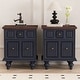 preview thumbnail 52 of 116, Wood NightStand with Metal Handle Dark Blue/2-Piece - 2-drawer