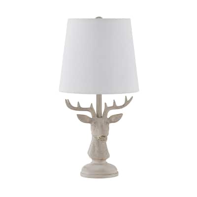 18"H Brown Resin Deer Table Lamp With Shade - 9" x 9" x 18"