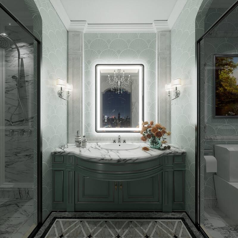 UL Certified Black Metal Framed LED Front Light and Backlit Anti-Fog Wall Bathroom/ Vanity Mirror