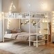 preview thumbnail 2 of 10, Versatile Design Twin over Full Metal Bunk Bed with Wire Shelving and Lateral Storage Ladder and Wardrobe-White