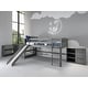 preview thumbnail 6 of 15, Twin-size Antique Grey Louver Storage Bookcase Loft Bed with Slide