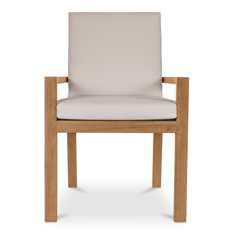 NADAAL STUDIOS Virelith Outdoor Dining Chair, Slatted Back, Solid Teak, Quick Dry Foam, White