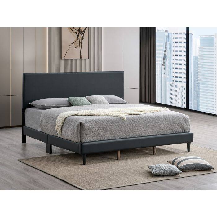 GDF Studio - Emily Modern Upholstered Bed with Adjustable Headboard (Mattress Not Included) - Black - King
