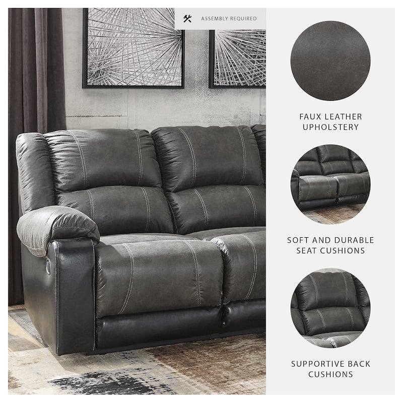 Signature Design by Ashley Nantahala Gray 3-Piece Reclining Sectional with Chaise - 88"W x 63"D x 40"H