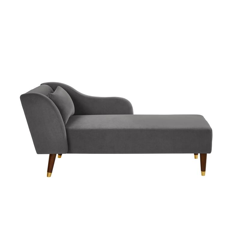 Grey Modern 58.3" Velvet Upholstered Chaise Lounge Chair with Solid Wood Legs