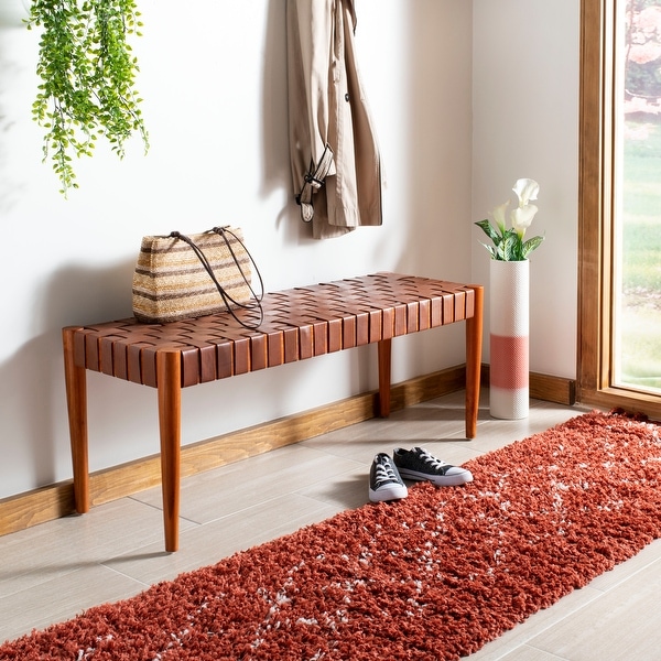 Bandelier leather weave bench hotsell