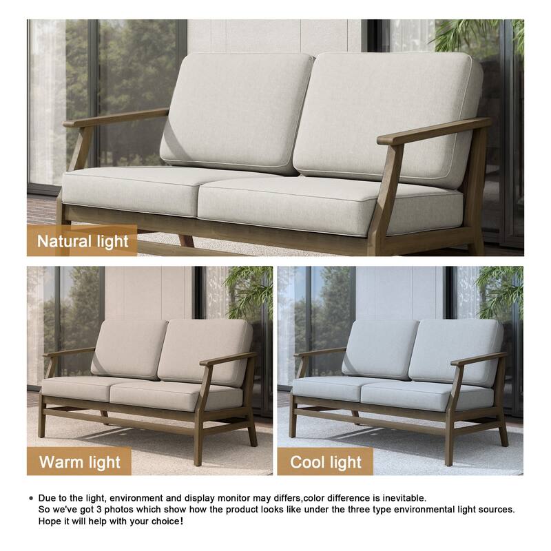 Teak Outdoor Patio Club Chairs Loveseat with Cushions