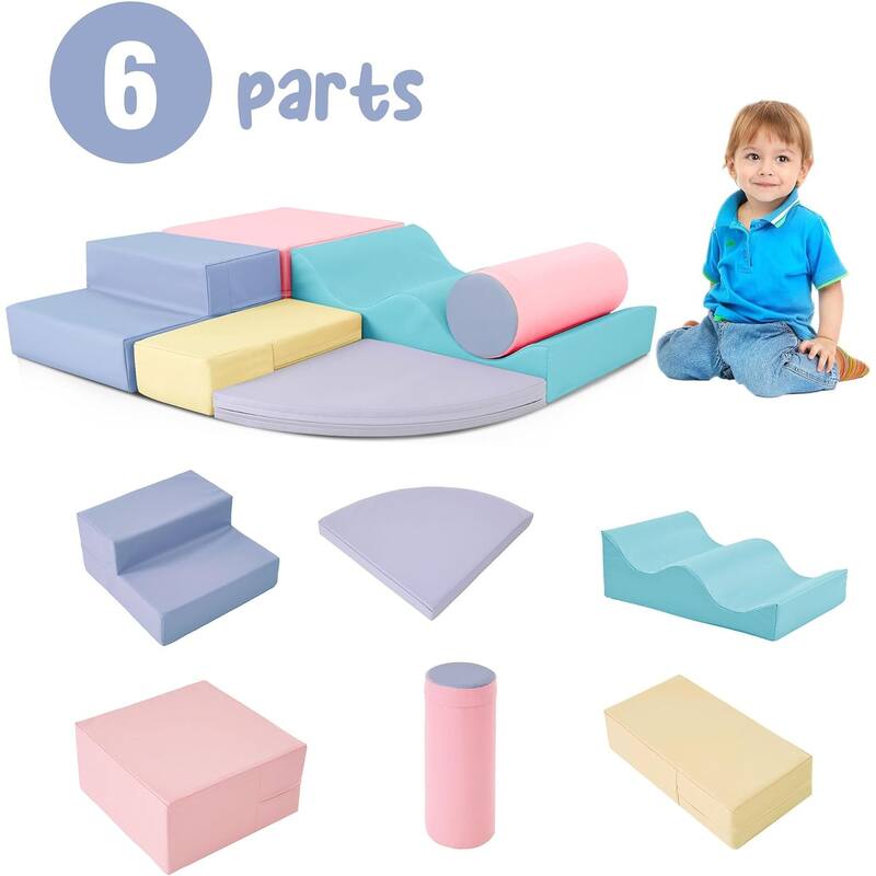 Foam Climbing Blocks for Toddler,6Pcs Climb and Crawl Soft Foam Blocks