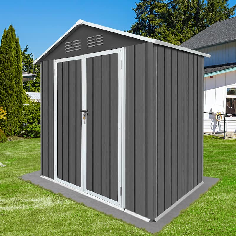 6 ft. W x 4 ft. D Galvanized Steel Metal Sheds & Outdoor Storage Shed - 6 ft. W x 4 ft. D