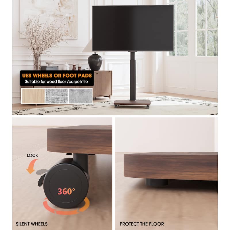 AOKCOS Modern Rolling TV Stand with Wheels for 43 to 75 inch TVs