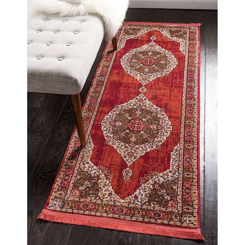 Traditional Samana Collection Area Rug - 2'2"x6' - Red