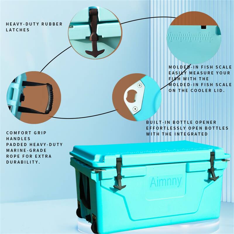 65 Quart Camping Ice Chest Beer Box Outdoor Fishing Cooler W/ Wheels