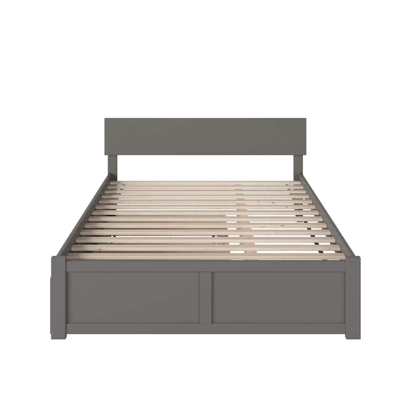 Orlando King Platform Bed with Footboard & Twin XL Trundle in Grey