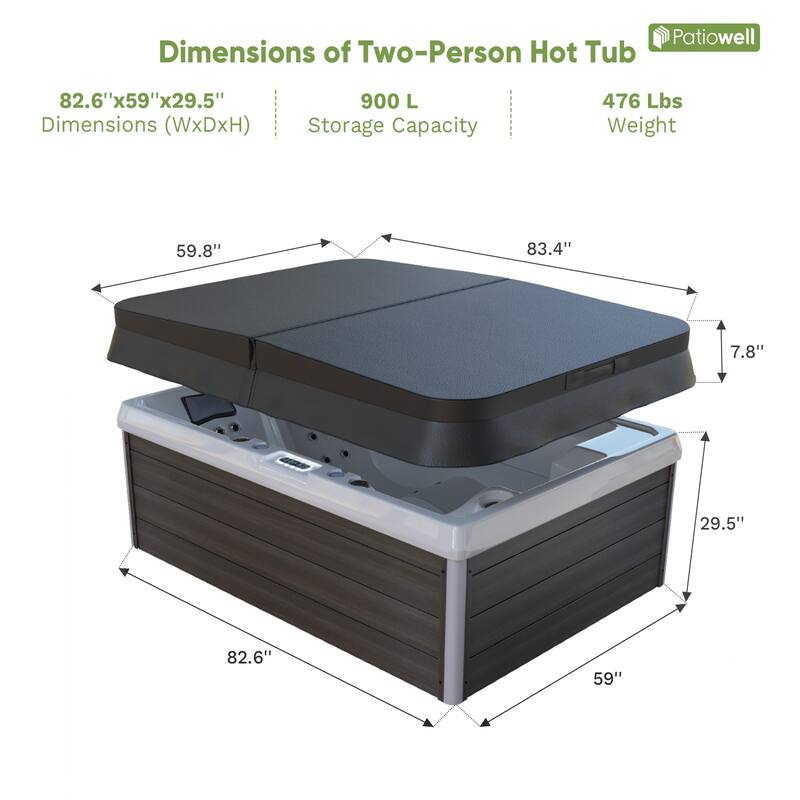 Patiowell 4-Person 41 Jets Hot Tub with Digital Control System-The Fresh Water System and LED Lighting-Intelligent