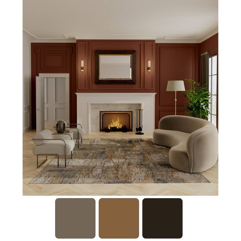 Grand Bazaar Hartman Machine Made Abstract Modern Area Rug