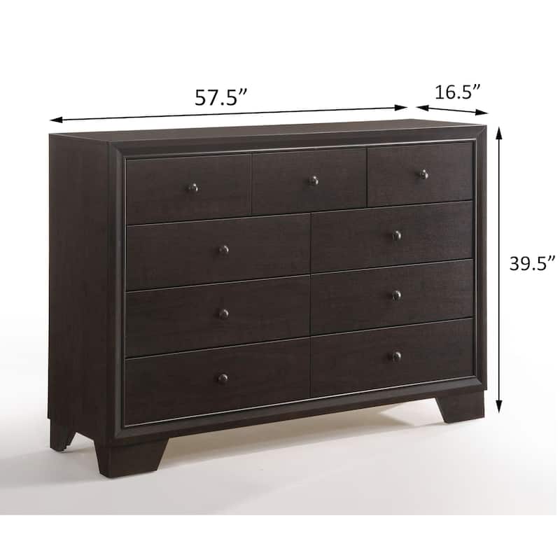 Mikel Espresso 9-Drawer Dresser