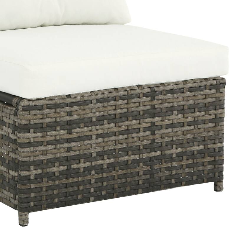 5-Person Outdoor Wicker Patio Conversation Sets with Table and Cushion